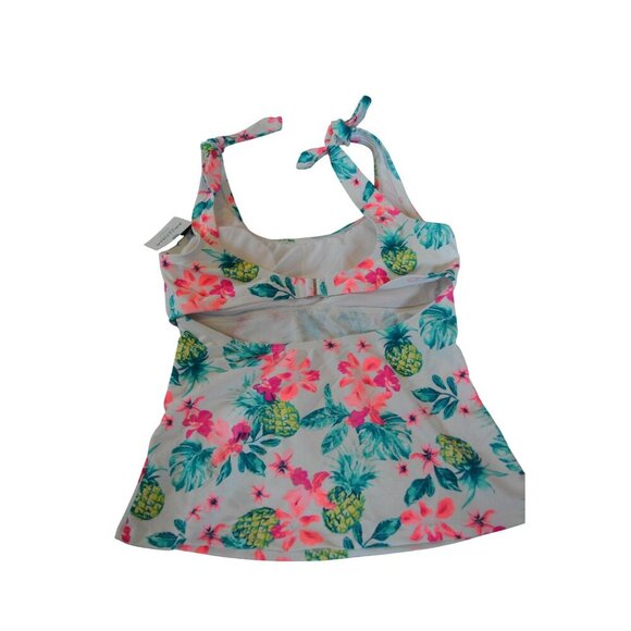 NWT Arizona Jean Co Floral Pineapple Print Tankini Top Large Juniors - Picture 3 of 4